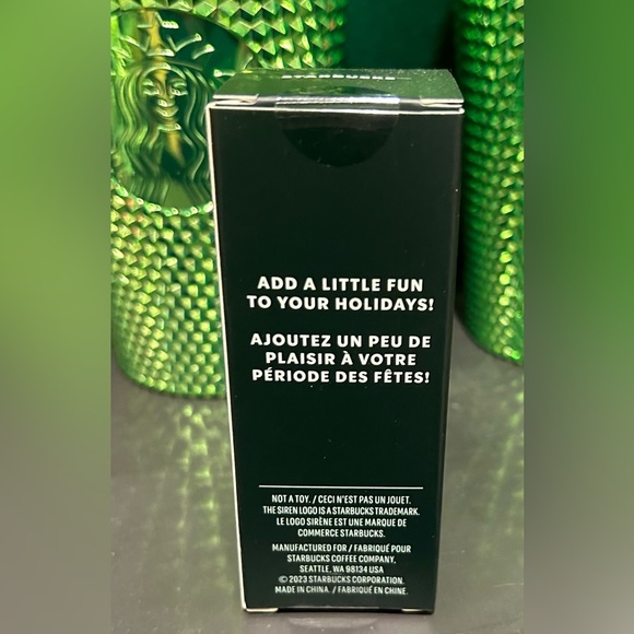 Starbucks Green Metallic Chrome Studded Keychain FOB Bling Ornament Cup Ornament - Picture 4 of 5